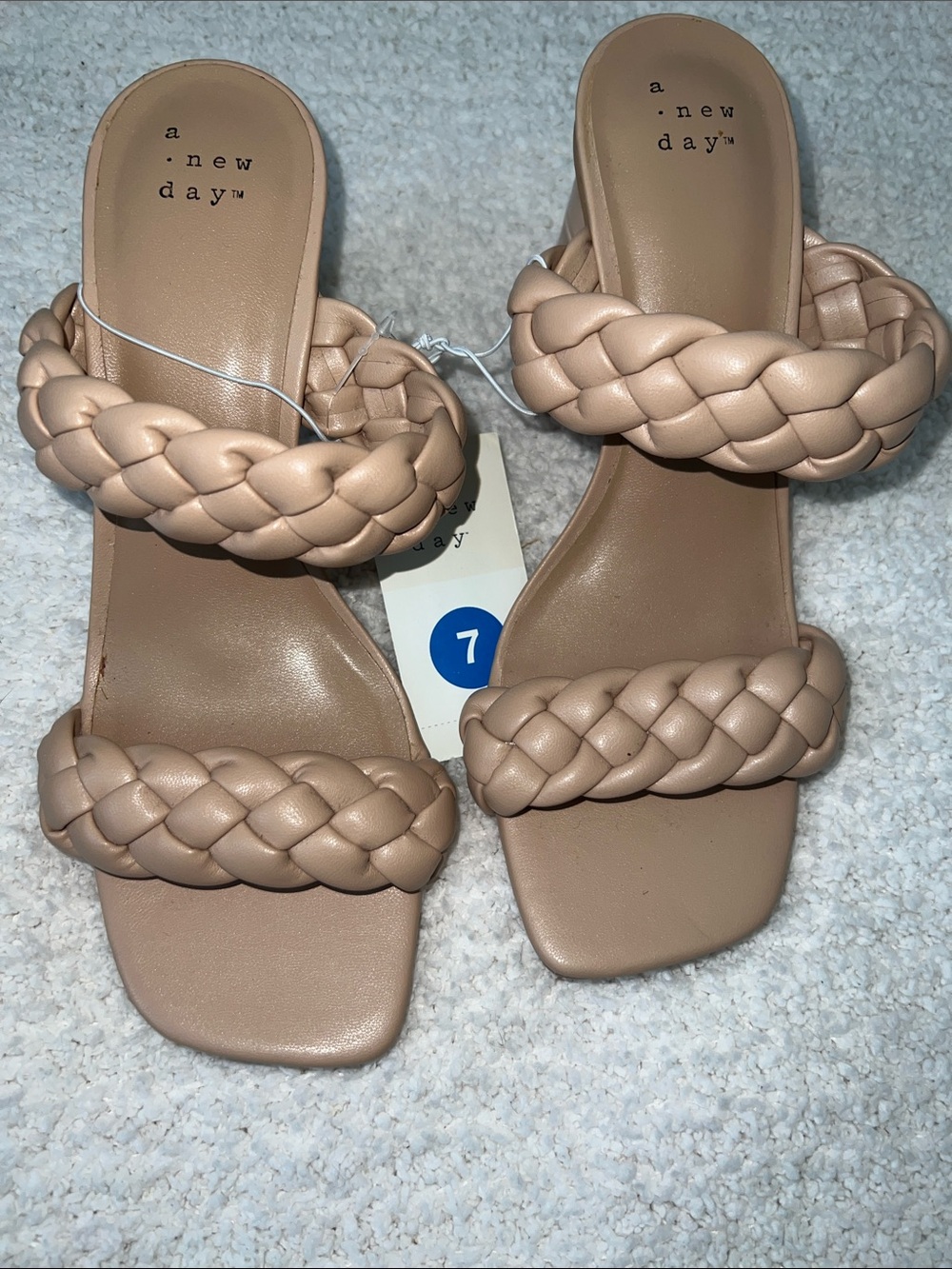 a new day Braided Double-Strap Slide Sandals in Taupe